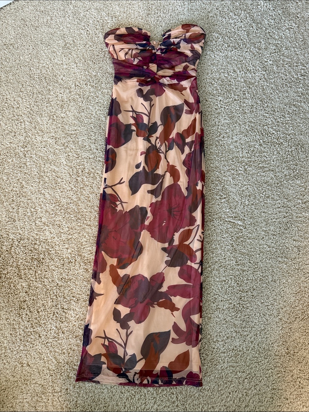 Hello Molly Rainforest Magic Mesh Strapless Maxi Dress Rust - XS - Picture 3 of 8